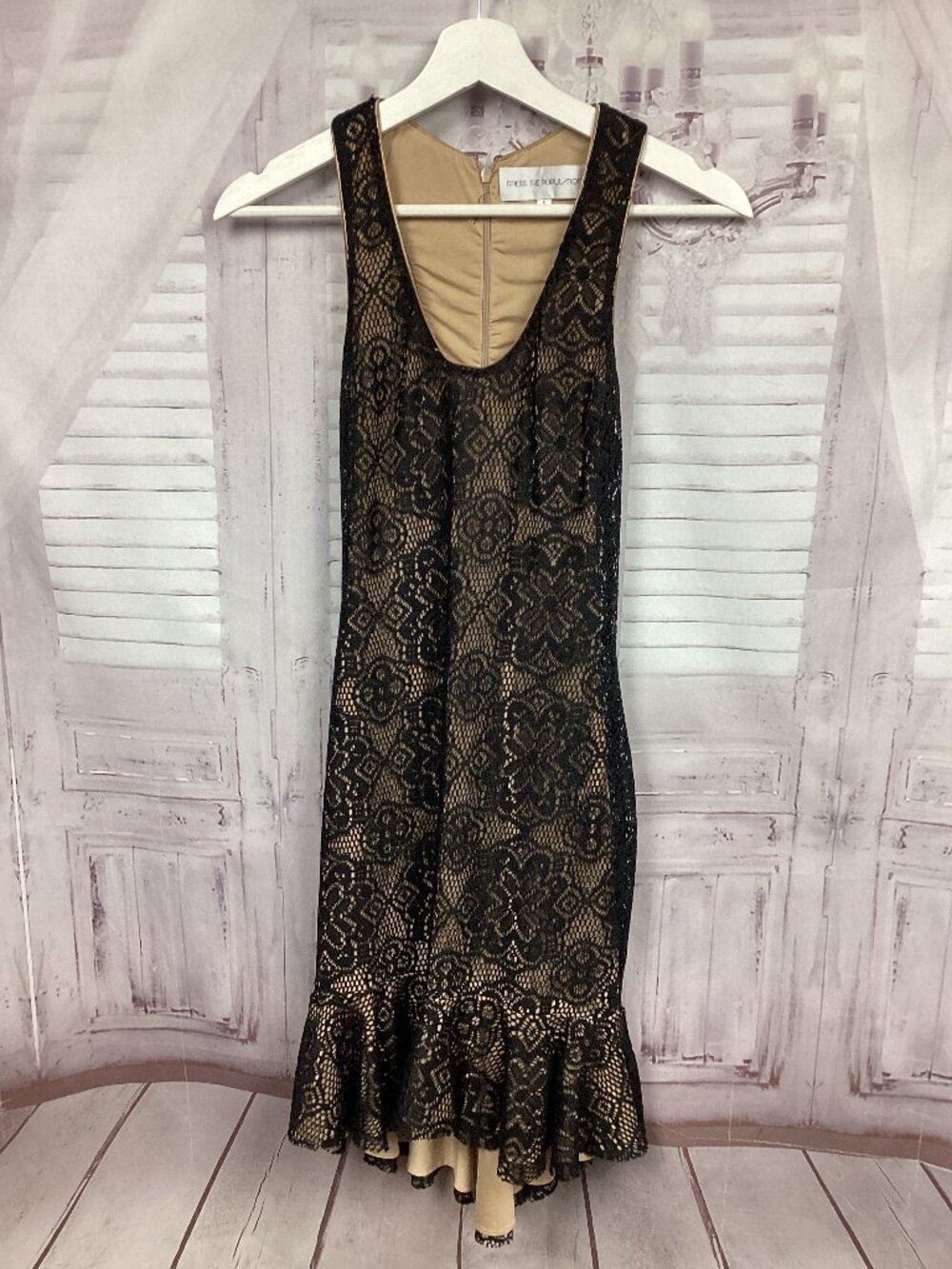Dress the Population Black Lace Sleeveless Midi Dress S